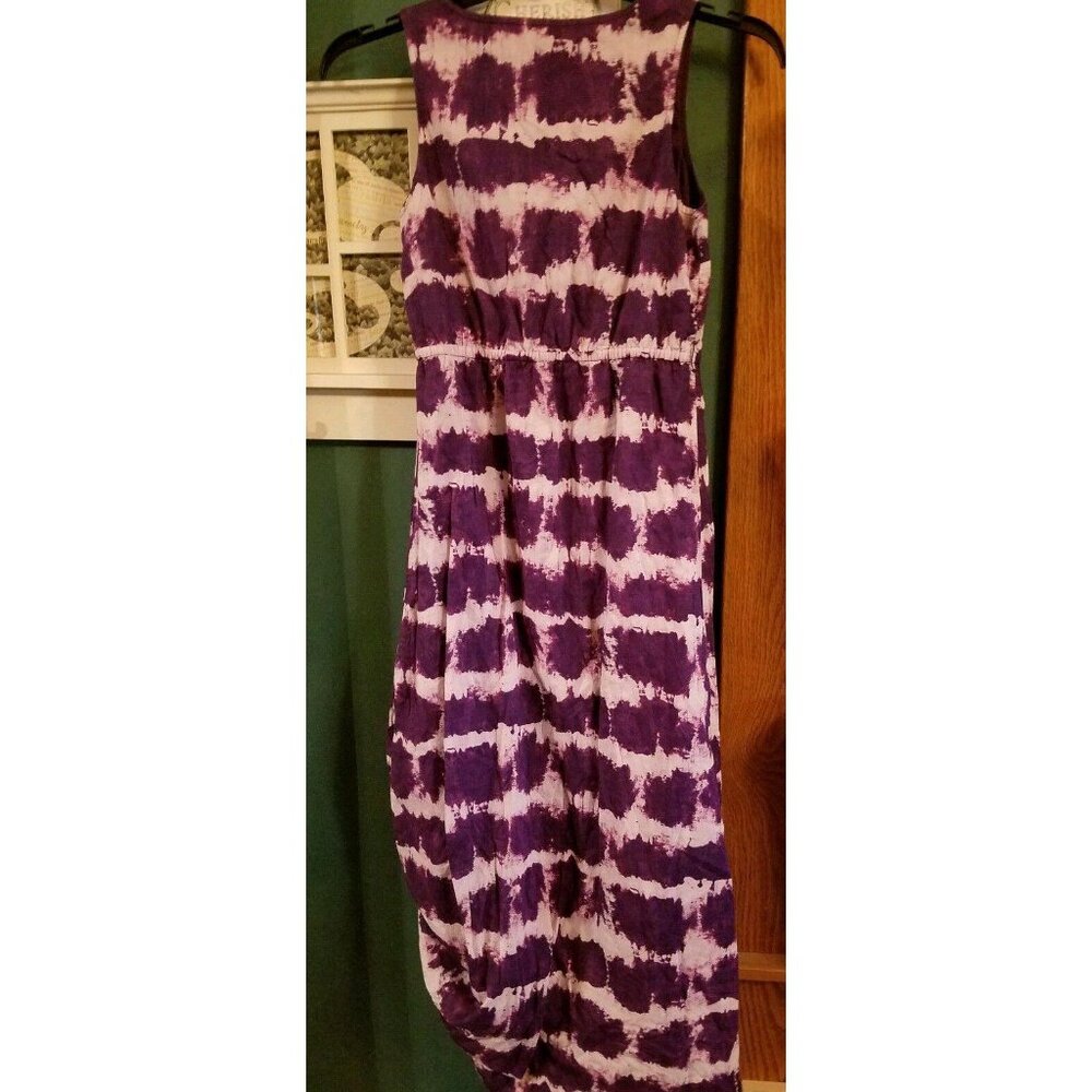 Merona Sleeveless Dress Purple Tie Dye Size XS X-Small V-neck Maxi Lined Womens - Picture 7 of 7